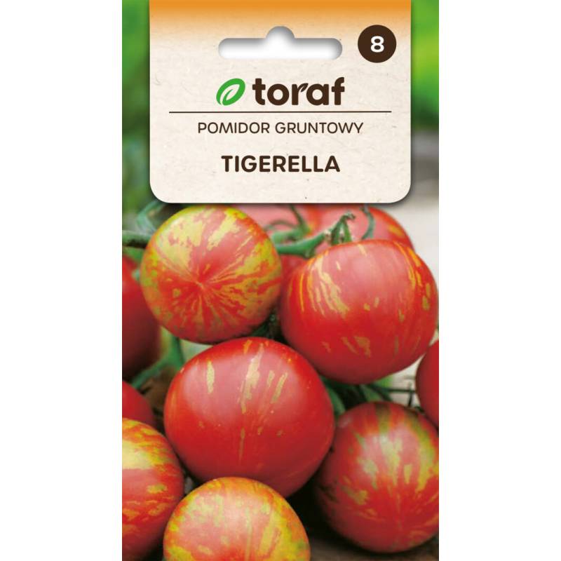 Toraf 0,5g Pomidor Tigerella Tyczny Gruntowy Nasiona warzyw lekko pikantny paskowane owoce