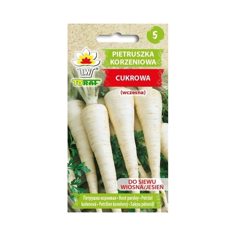 Toraf 5g Pietruszka Cukrowa Nasiona warzyw Odmiana wczesna Siew wiosenny jesienny Biała Smaczna