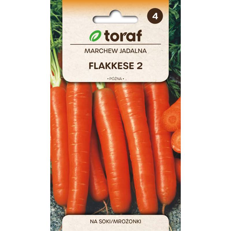 Toraf 5g Marchew Flakkese 2 Flacoro Nasiona warzyw Odmiana bardzo plenna późna Słodka Źródło karotenu