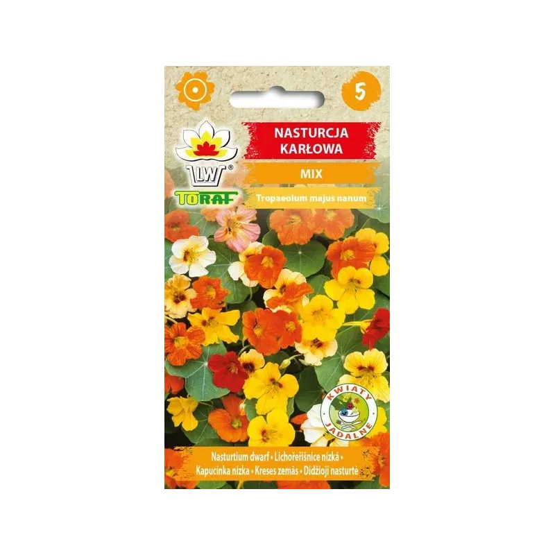 Toraf 5g Nasturcja Karłowa Mix Nasiona kwiatów mieszanka kolorów balkony skrzynki rabatki