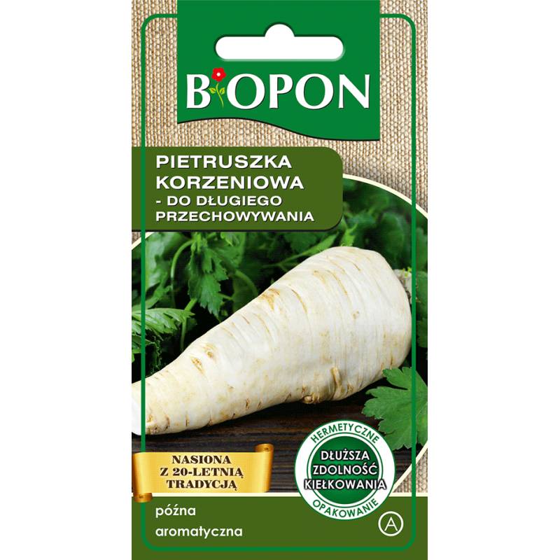 Biopon 3g Pietruszka Korzeniowa do Długiego Przechowywania Nasiona Odmiana Halblange Późna Bardzo Plenna Aromatyczna