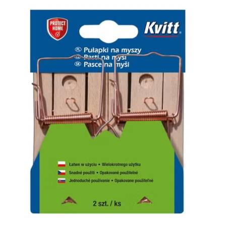 SBM Kvitt Pułapka drewniana na myszy 2szt. metalowe części łapka wielokrotnego użytku