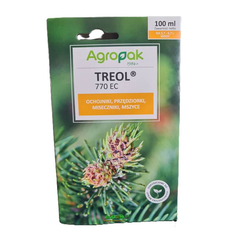 AGROPAK 100ml Treol 770 EC oprysk ekologiczny na mszyce przędziorka ochojnika do drzew owocowych i iglaków jak promanal