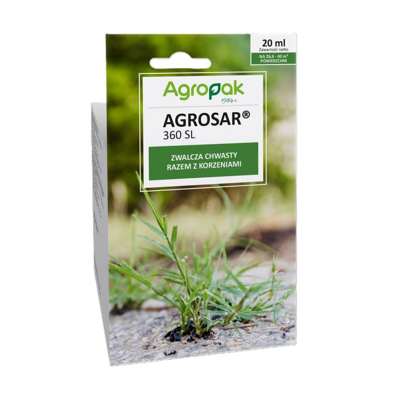 Agropak 20ml Agrosar 360SL Herbicyd Totalny Glifosat zwalcza Chwasty Perz Nieselektywny