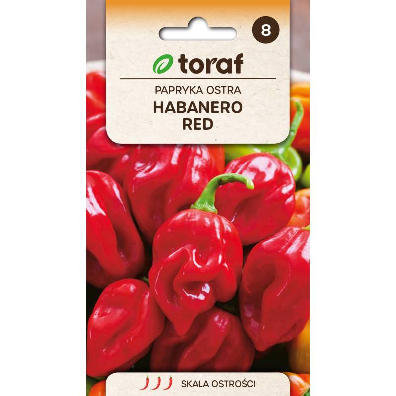 Toraf 0,2g Papryka Ostra Habanero Red Nasiona warzyw Odmiana średnio późna Plenna Bardzo ostra