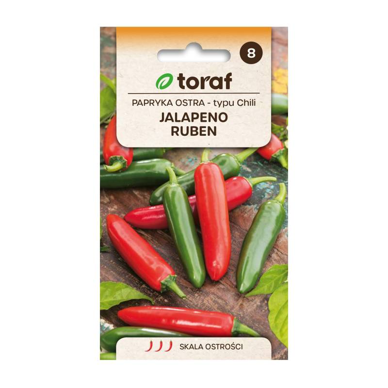 Toraf 0,5g Papryka Ostra Jalapeno Ruben typu Chili Nasiona warzyw Odmiana średnio wczesna Dużo witaminy C Pikantny smak