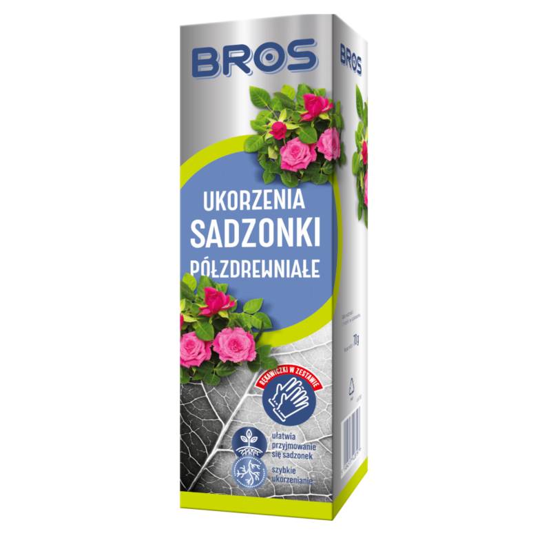 Bros 70 g Ukorzeniacz do sadzonek półzdrewniałych szybkie ukorzenienie rękawice gratis
