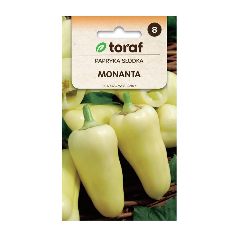 Toraf 0,3g Papryka Słodka Monanta Nasiona Bardzo Wczesna Plenna do Uprawy w Gruncie Tunelu Bardzo Słodka Soczysta