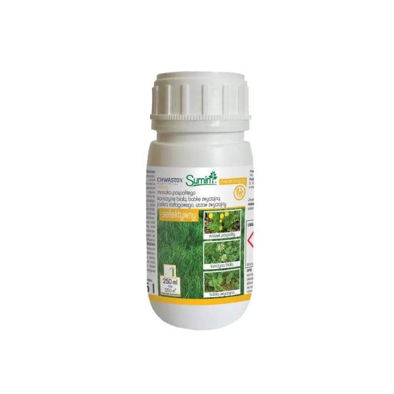Sumin 250ml Chwastox Nowy Trio 390 SL Herbicyd Selektywny Zwalcza Chwasty w Trawniku Mniszek Koniczyna Babka