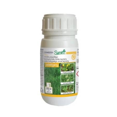 Sumin 250ml Chwastox Nowy Trio 390 SL Herbicyd Selektywny Zwalcza Chwasty w Trawniku Mniszek Koniczyna Babka