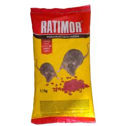 Ratimor 1,1 kg Trutka Zbożowa Czerwona Bromadiolon na Myszy i Szczury Gryzonie Zatrute Ziarno
