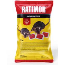 RATIMOR 1 kg Pasta Czerwona Bromadiolon na Myszy i Szczury Saszetki
