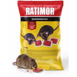 RATIMOR 1 kg Pasta Czerwona Bromadiolon na Myszy i Szczury Saszetki