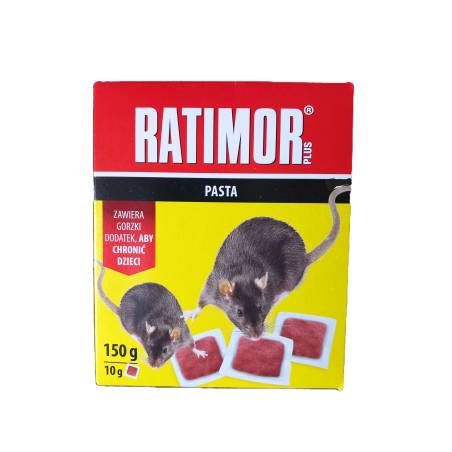 Ratimor 150g Pasta Czerwona Bromadiolon na Myszy Szczury Saszetki Miękkie Trutka