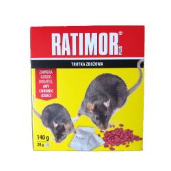 Ratimor 140g Trutka Zbożowa Czerwona Bromadiolon Myszy Szczury Zwalczanie