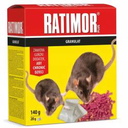 Ratimor 140g Granulat Czerwony Bromadiolon Myszy Szczury Zwalczanie