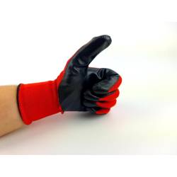 Rękawice robocze WYTRZYMAŁE 446 nitrylowane czerwone czarne rozmiar 9