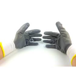 Rękawice robocze 445 nitryl szaro białe komfortowe antypoślizgowe rozmiar 9