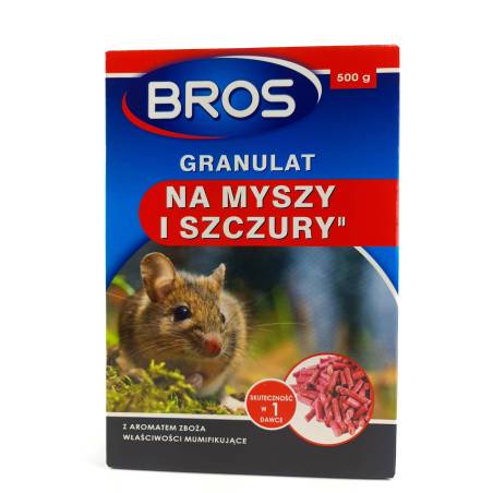 Bros 500g Granulat na myszy szczury działa mumifikująco aromat zbóż skuteczny