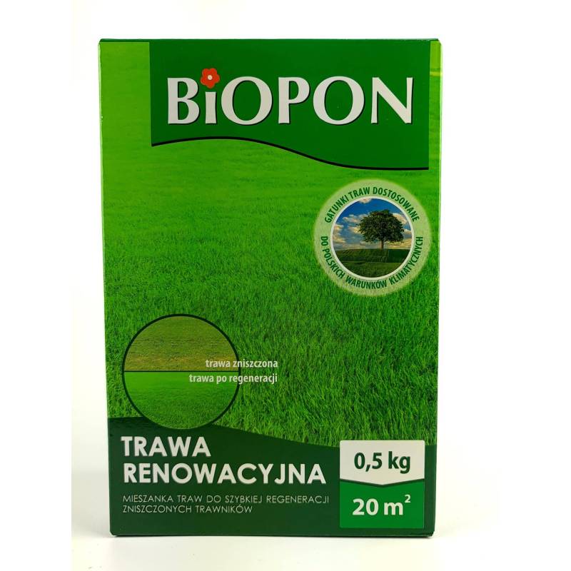 Biopon 0,5 kg Trawa renowacyjna Szybka regeneracja trawnika Wsiewki Dosiewka